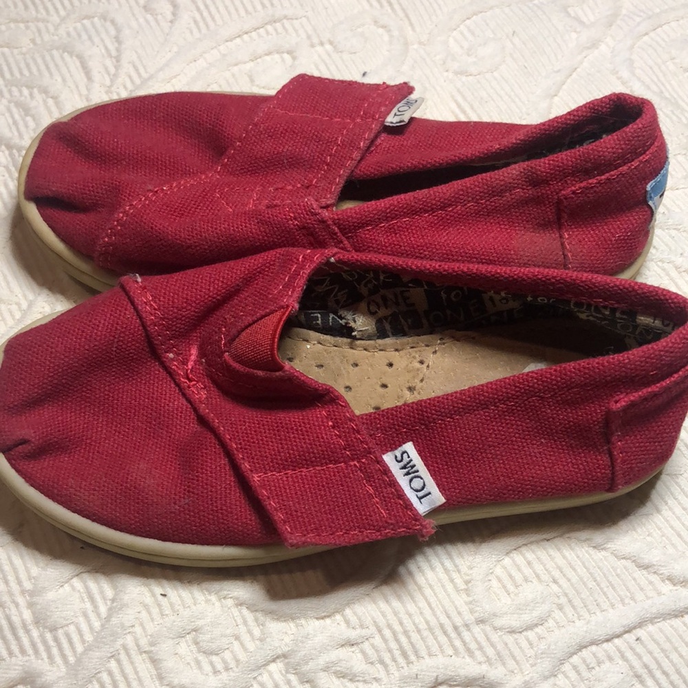 TOMS Kids Red Canvas Shoes